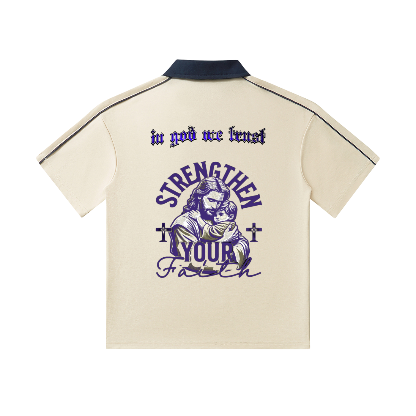 Contrast Collar Short-Sleeve Polo Shirt