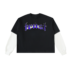 Layered Contrast Sleeve Cotton T-Shirt