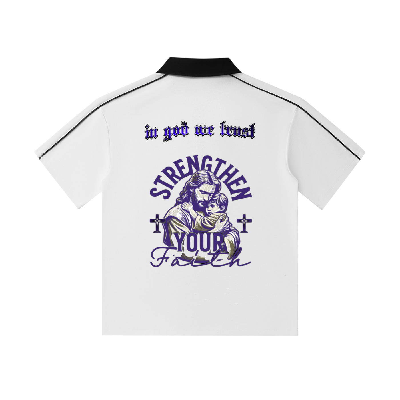 Contrast Collar Short-Sleeve Polo Shirt