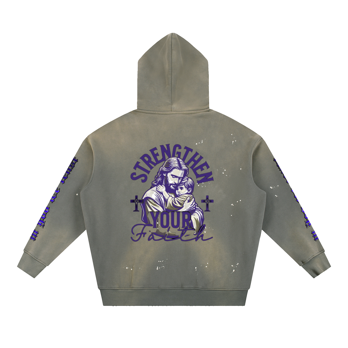 Vintage Washed Frayed Fleece Hoodie