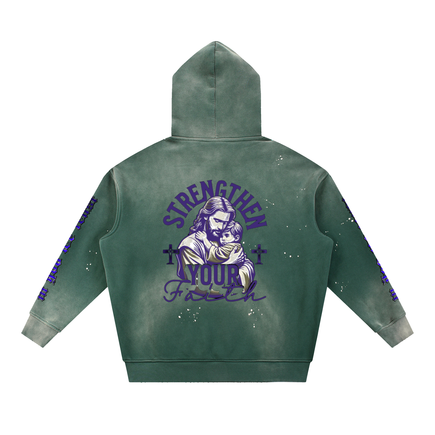 Vintage Washed Frayed Fleece Hoodie