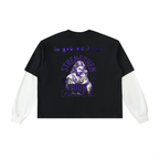 Layered Contrast Sleeve Cotton T-Shirt