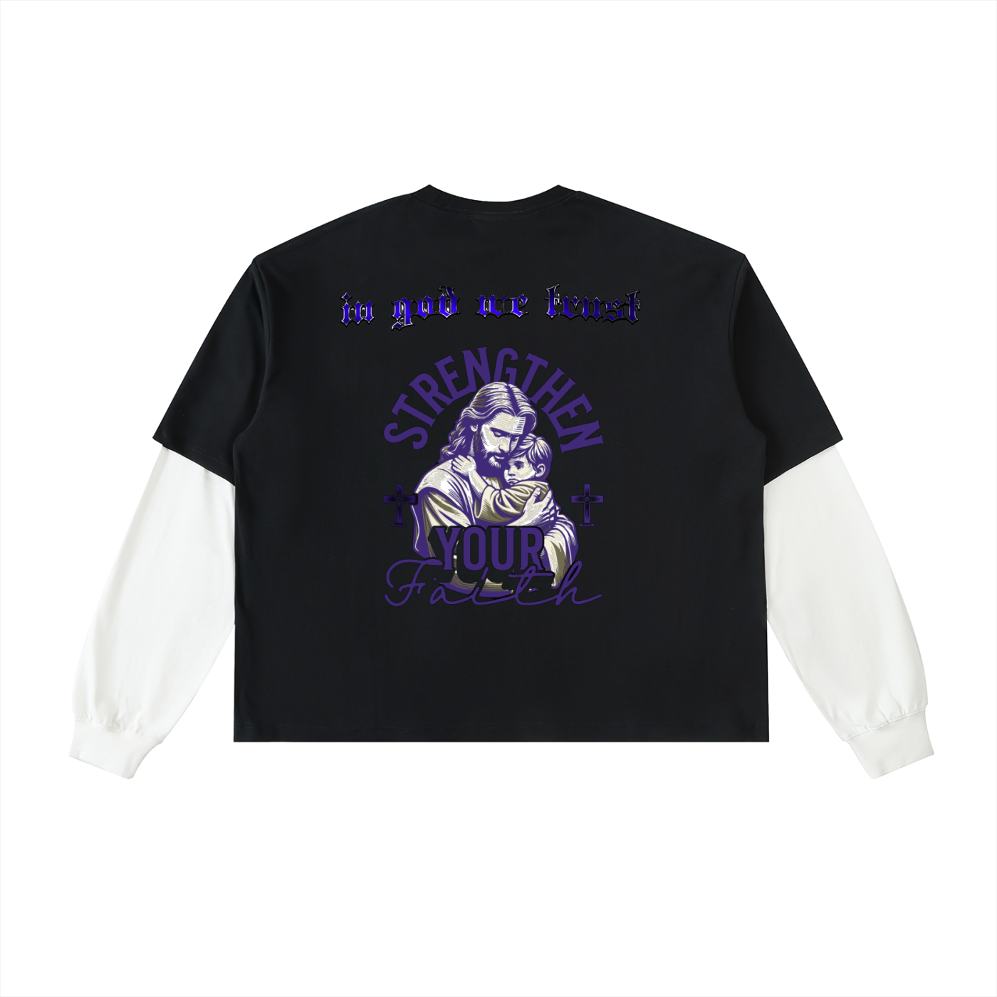 Layered Contrast Sleeve Cotton T-Shirt