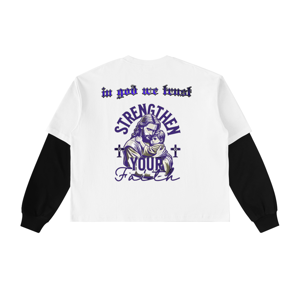 Layered Contrast Sleeve Cotton T-Shirt