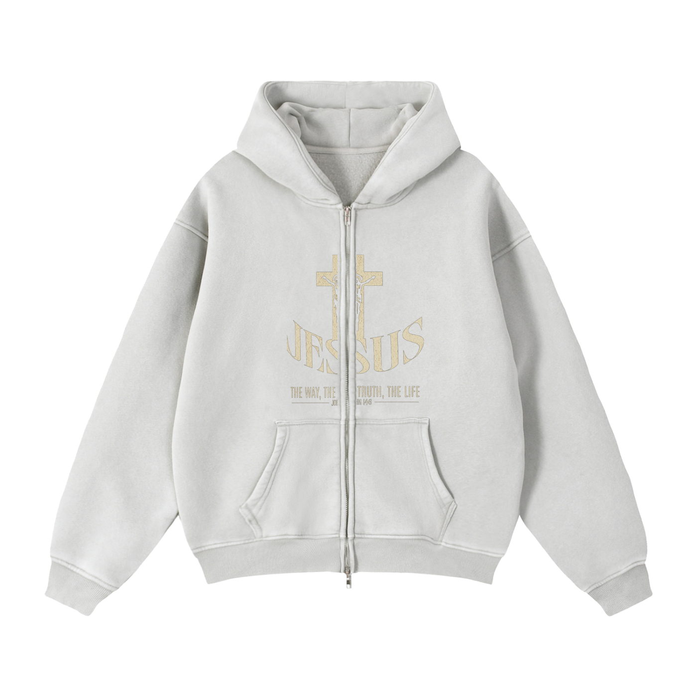 Zip-Through Boxy Fleece Hoodie