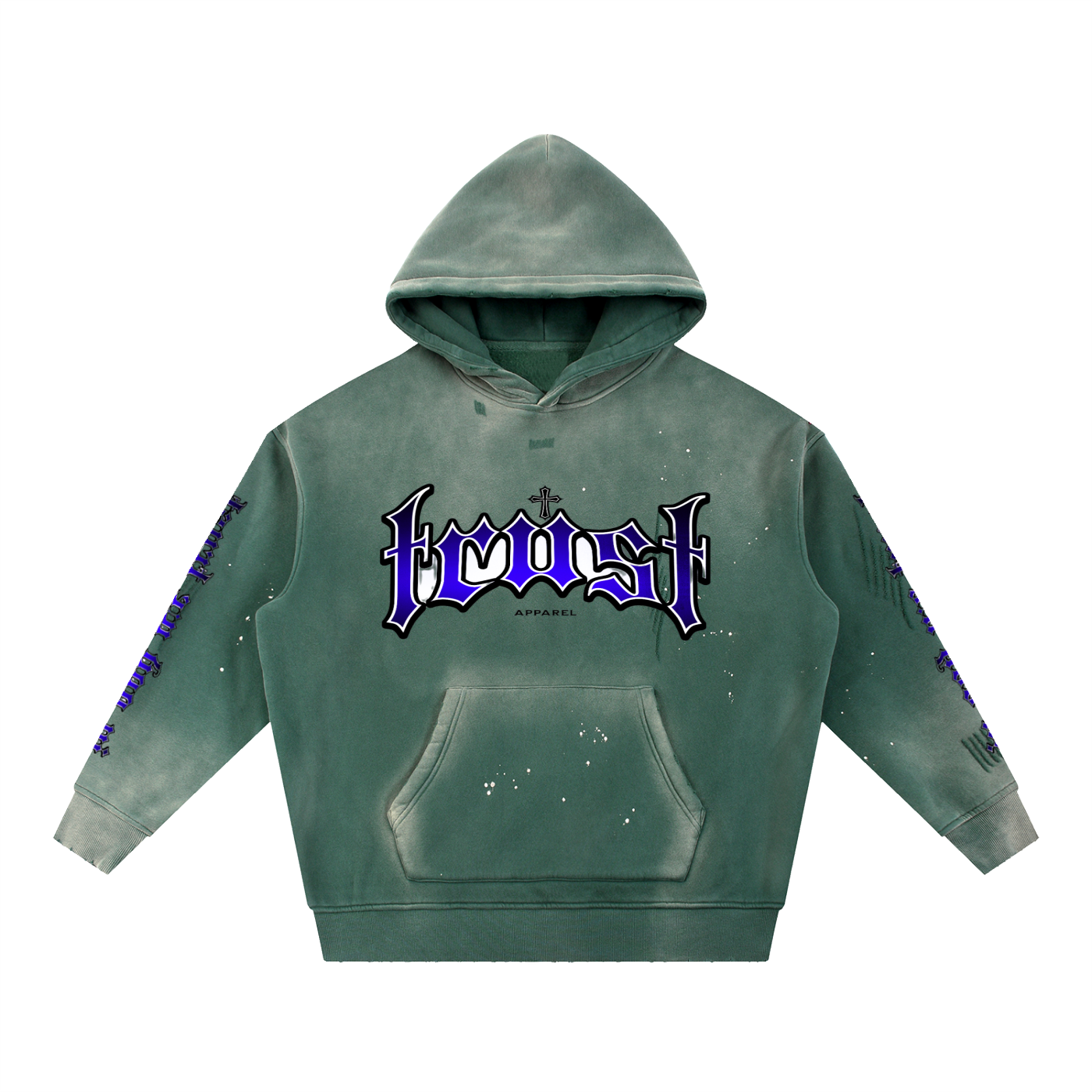 Vintage Washed Frayed Fleece Hoodie