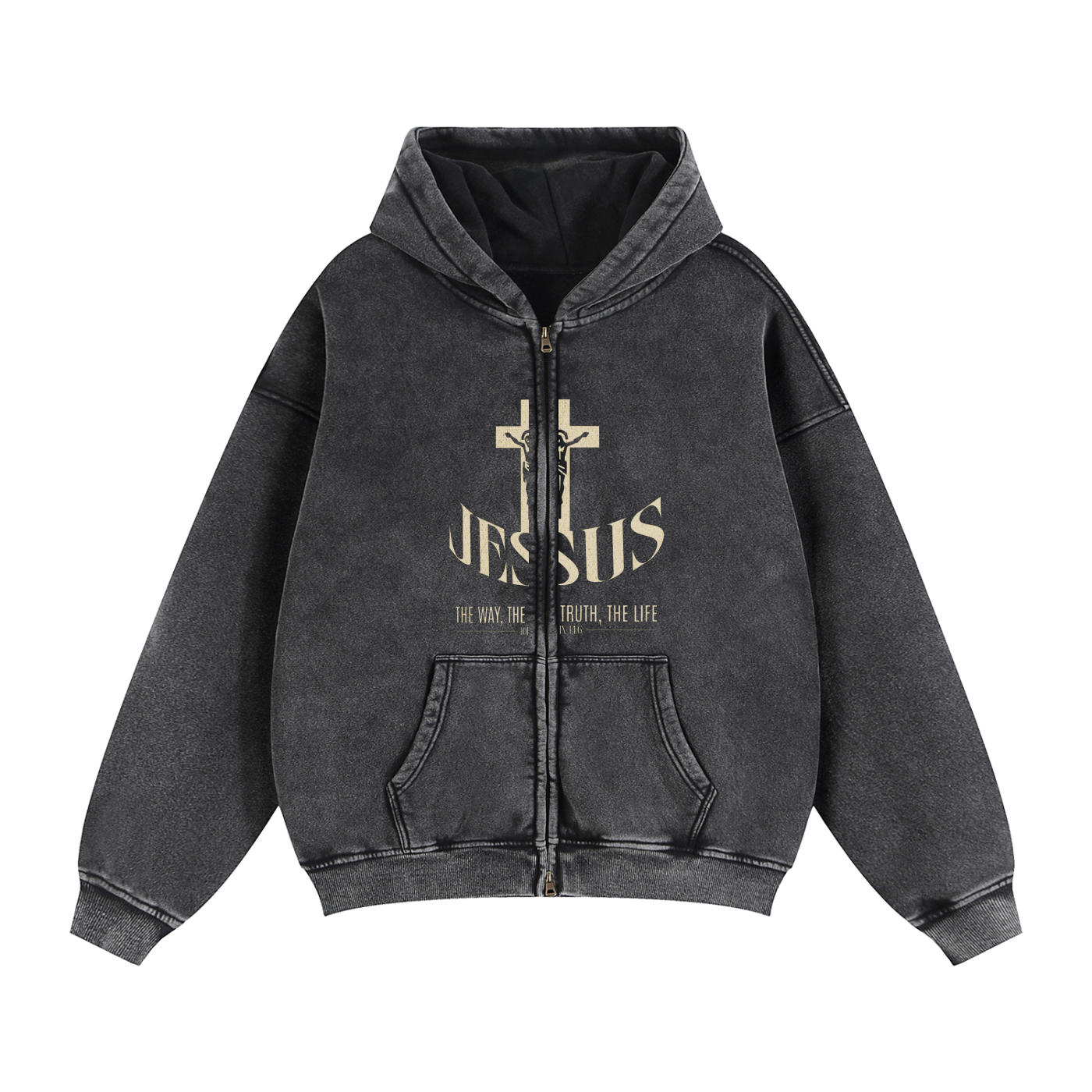 Zip-Through Boxy Fleece Hoodie