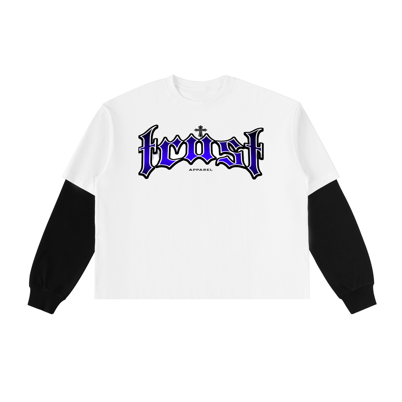 Layered Contrast Sleeve Cotton T-Shirt