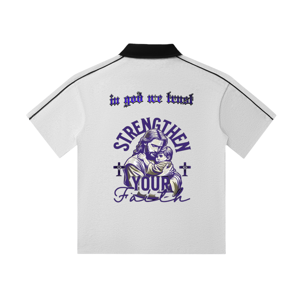 Contrast Collar Short-Sleeve Polo Shirt